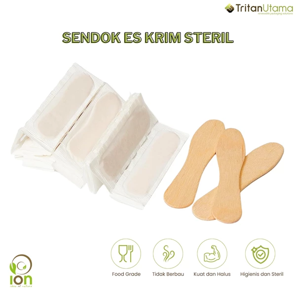 Sendok Ice Cream Kayu Bungkus Kertas / sendok ice cream steril / sendok kayu ice cream /  sendok ice cream / sendok kayu / sendok / sendok dan garpu