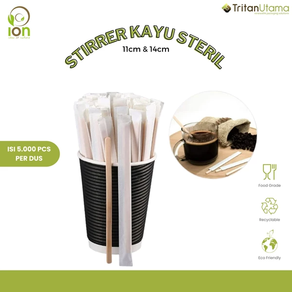 stirer kayu steril / stirer kayu / pengaduk kopi / stik kayu steril / stik kayu