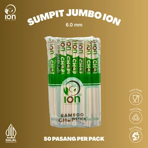 ION Jumbo Bamboo Chopsticks 6.0 Hygienic Sterile Food Grade 50 Pairs Per Pack 